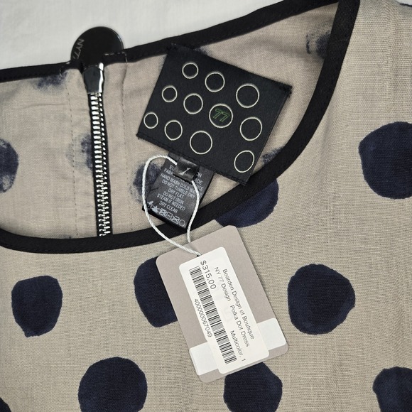 NY 77‎ Dress Polka Dot Sleeveless  Pockets Zipper  Size S/M Measured In Pics NWT - Picture 12 of 13